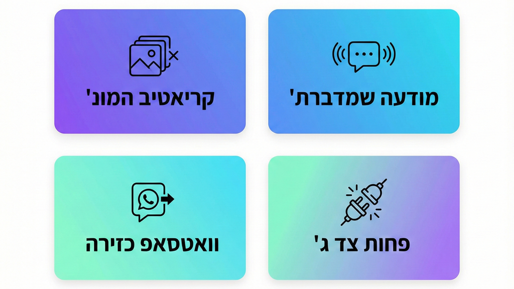 גריד שמציג 4 שינויים בפרסום Meta: קריאטיב המוני, מודעה שמדברת עם לקוחות, וואטסאפ כזירת פרסום, ופחות תלות בצד ג’.
