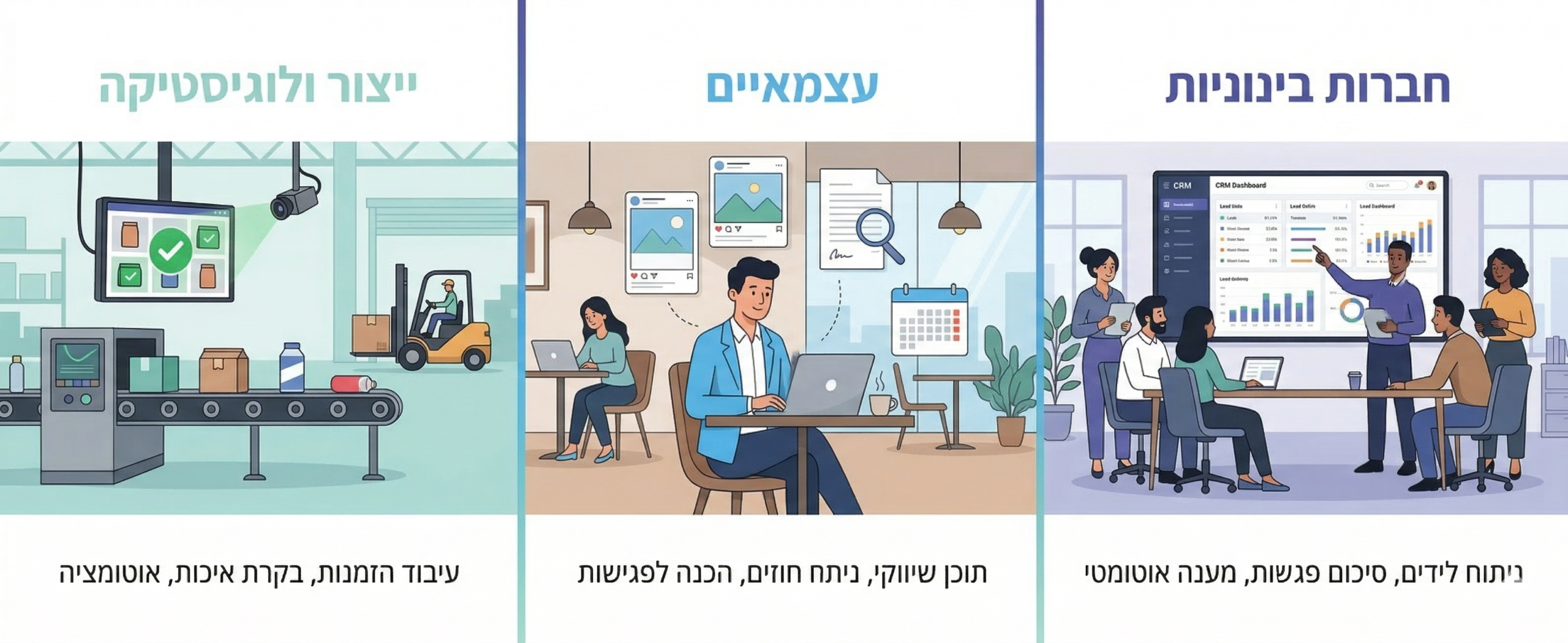 שלושה מקרי שימוש עסקיים ב-Google AI Studio - חברות בינוניות, עצמאיים, וחברות ייצור
